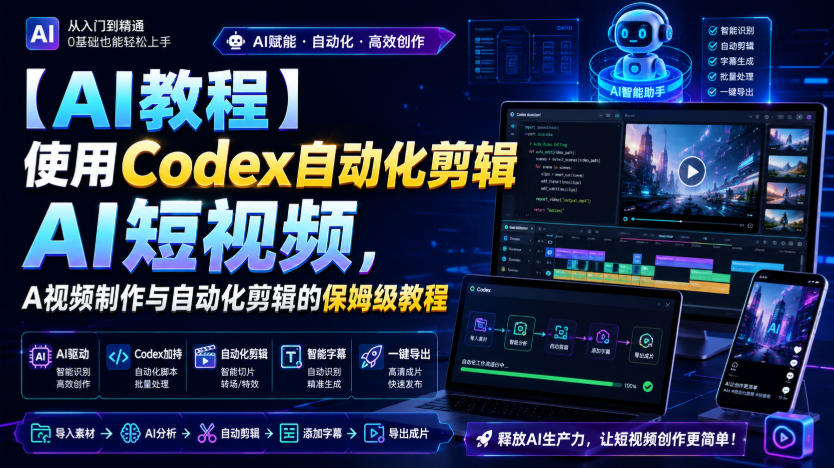 【AI教程】使用Codex自动化剪辑AI短视频，AI视频制作与自动化剪辑的保姆级教程-优优云创网