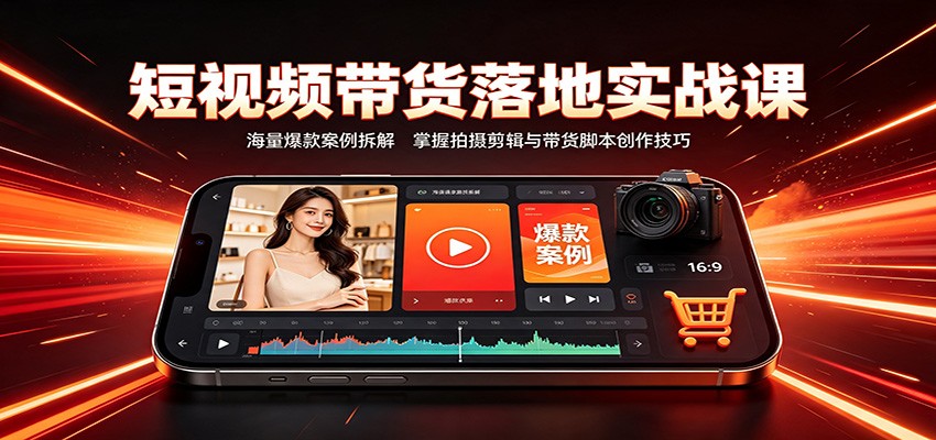 短视频带货落地实战课:海量爆款案例拆解,掌握拍摄剪辑与带货脚本创作技巧-优优云创网