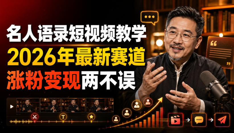 名人语录短视频教学，2026年最新赛道，涨粉变现两不误-优优云创网