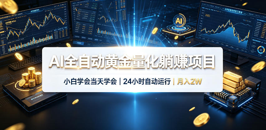 AI全自动黄金量化躺賺项目，24小时自动运行，月入2W！-优优云创网