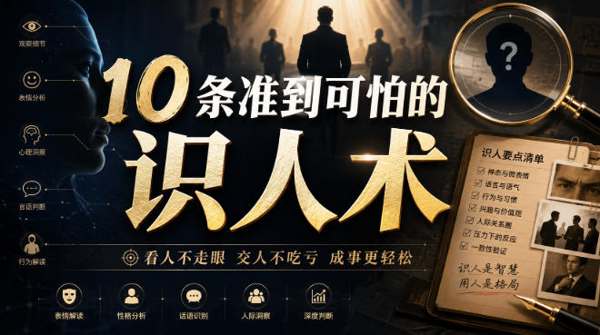 付费文章：10条准到可怕的识人术-优优云创网