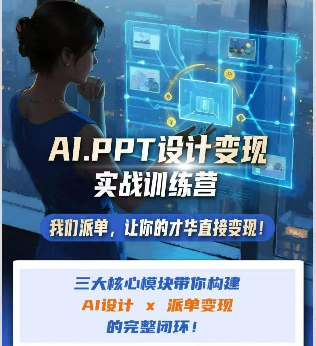 AI+PPT设计变现实战训练营，我们派单，让你的才华直接变现，三大核心模块带你构建Al设计x派单变现的完整闭环-优优云创网