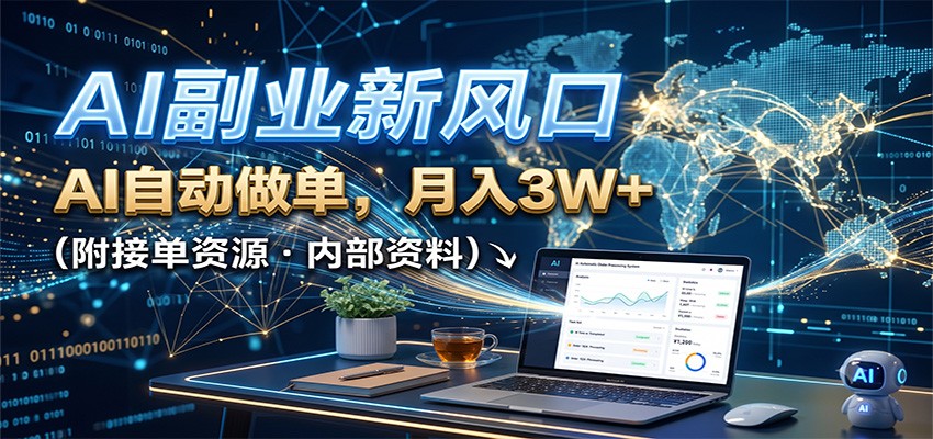 AI副业新风口，AI自动做单，月入3W+，附接单资源-优优云创网