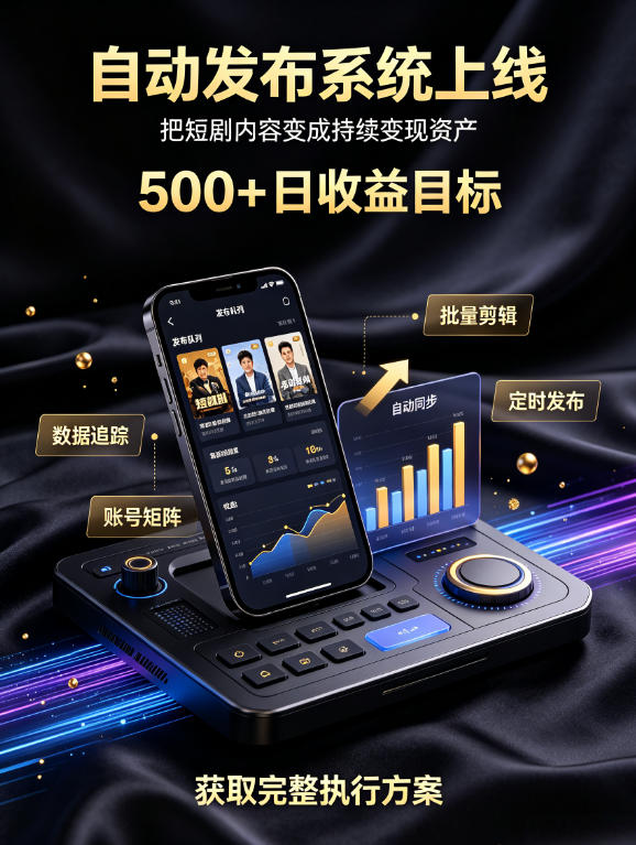 还在找靠谱线上副业？快手短剧项目，全程自动发布内容，不用熬夜做视频，轻松日入500+【揭秘】-优优云创网