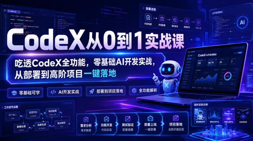 CodeX从0到1实战课,吃透CodeX全功能,零基础AI开发实战,从部署到高阶项目一键落地-优优云创网