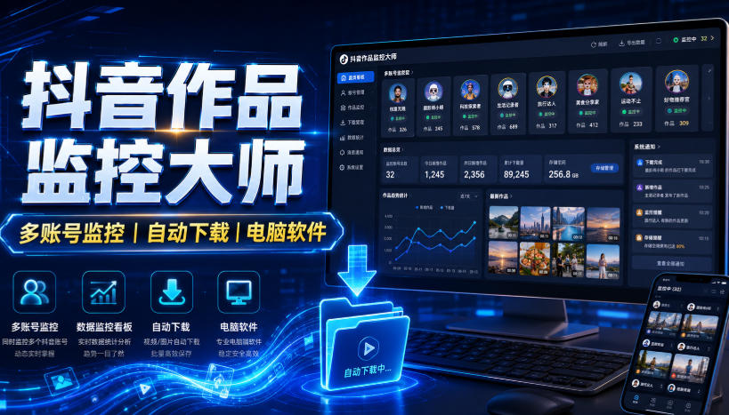 20260810122213437-3cf659b7bb0ce01512ba7c16e2787773 抖音作品监控大师,多账号监控丨自动下载丨电脑软件