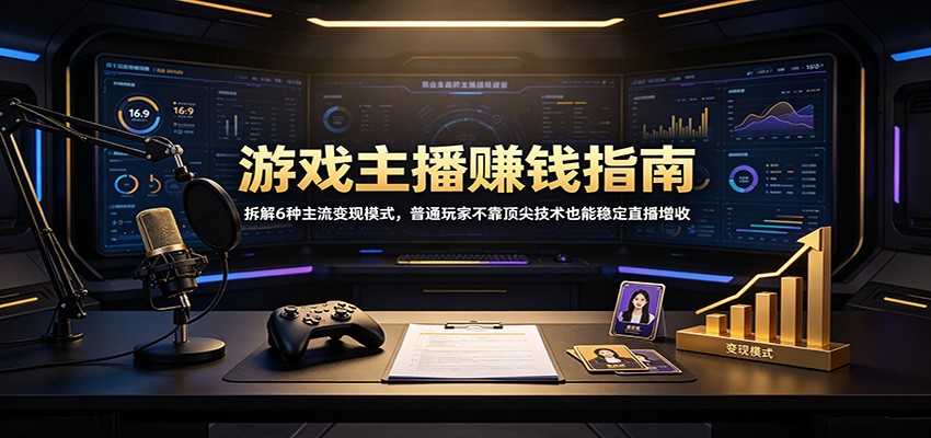 游戏主播赚钱指南：拆解6种主流变现模式，普通玩家不靠顶尖技术也能稳定直播增收-优优云创网