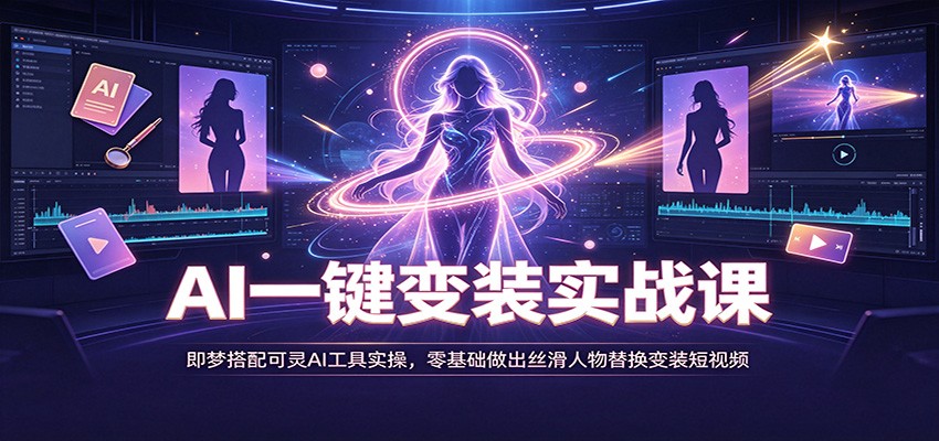 AI一键变装实战课:即梦搭配可灵AI工具实操,零基础做出丝滑人物替换变装短视频-优优云创网