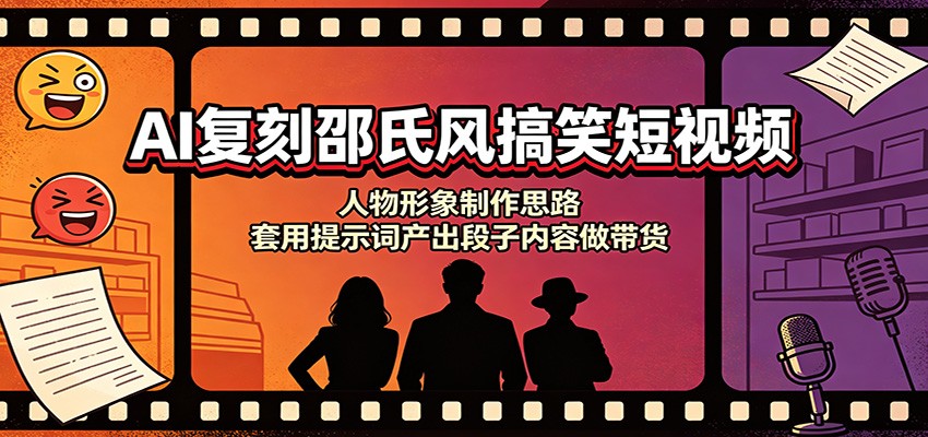 AI复刻邵氏风搞笑短视频:人物形象制作思路,套用提示词产出段子内容做带货-优优云创网