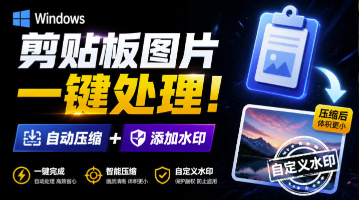 Windows剪贴板复制图片后,体积会暴涨数百倍?剪贴板图片一键自动压缩及添加水印工具-优优云创网
