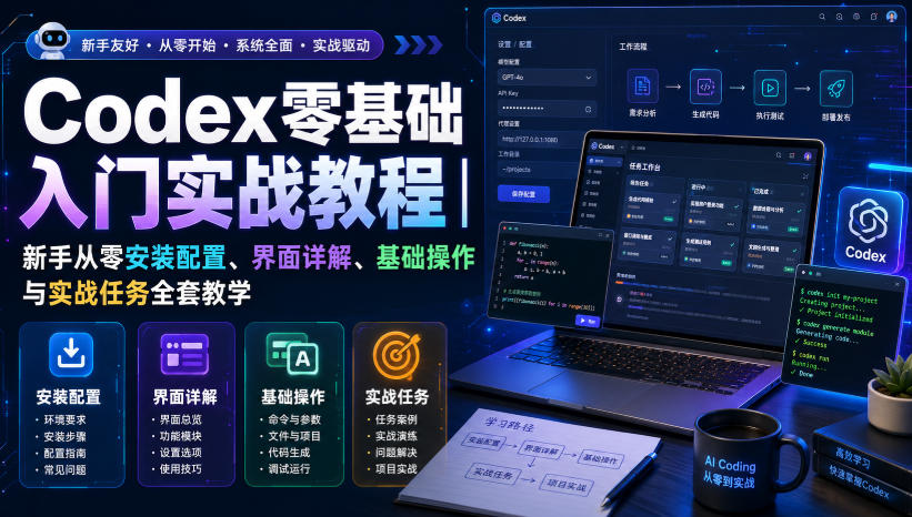 Codex零基础入门实战教程|新手从零安装配置、界面详解、基础操作与实战任务全套教学-优优云创网