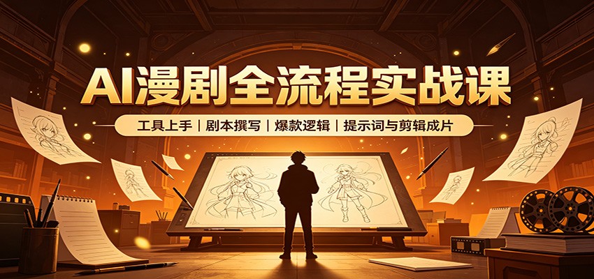 AI漫剧全流程实战课：工具上手、剧本撰写、爆款逻辑、提示词与剪辑成片-优优云创网