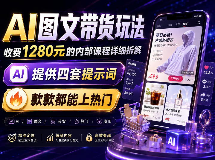 20260813161110287-273739e1a58c91cc5554596f77302cfd AI图文带货内部玩法,1280内部课程对外系统拆解,看完直接上手变现!