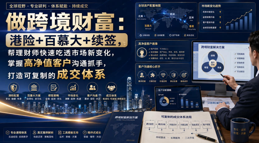 20260814161849422-7cf9915c2fd21faec4c882117c4da147 做跨境财富:港险+百慕大+续签,帮理财师快速吃透市场新变化,掌握高净值客户沟通抓手,打造可复制的成交体系