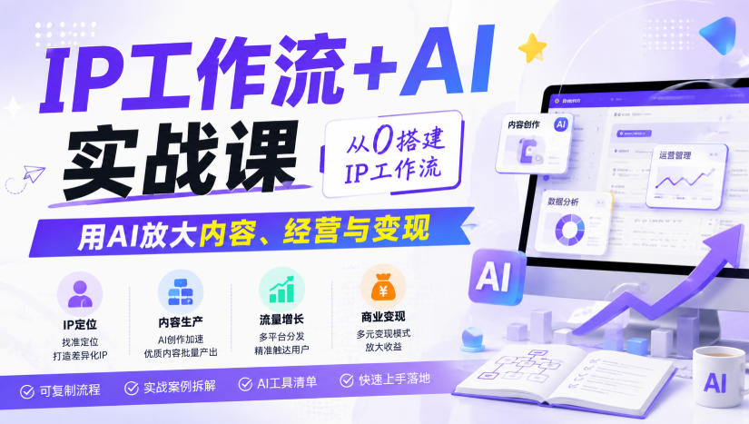 IP工作流+AI实战课，从0搭建IP工作流，用AI放大内容、经营与变现-优优云创网