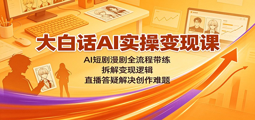 大白话AI实操变现课：AI短剧漫剧全流程带练，拆解变现逻辑，直播答疑解决创作难题-优优云创网