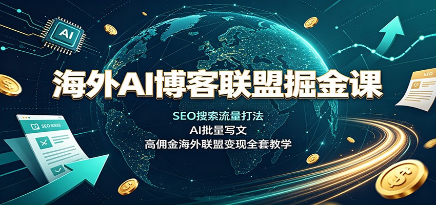 海外AI博客联盟掘金课：SEO搜索流量打法，AI批量写文，高佣金海外联盟变现全套教学-优优云创网