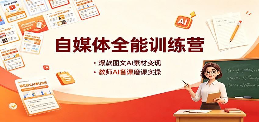 自媒体全能训练营：爆款图文AI素材变现，教师AI备课磨课实操-优优云创网