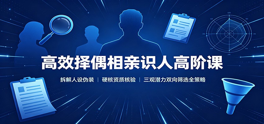 高效择偶相亲识人高阶课：拆解人设伪装，硬核资质核验，三观潜力双向筛选全策略-优优云创网