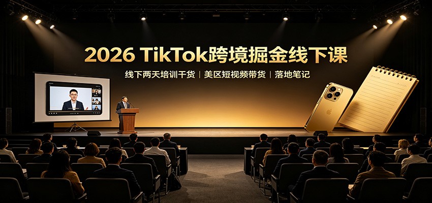 2026 TikTok跨境掘金线下课:线下两天培训干货,美区短视频带货落地笔记-优优云创网