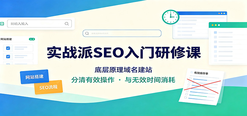 实战派SEO入门研修课：底层原理域名建站，分清有效操作与无效时间消耗-优优云创网