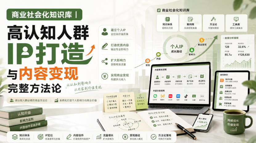 商业社会化知识库｜高认知人群IP打造与内容变现完整方法论【文档】-优优云创网
