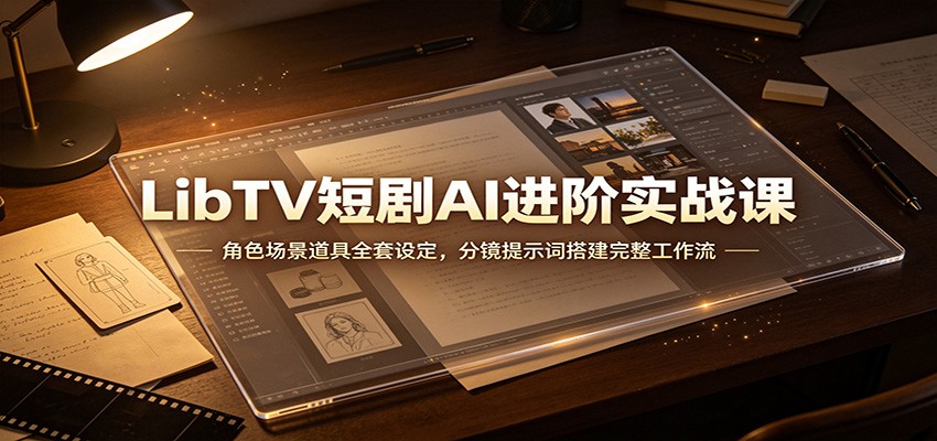 LibTV短剧AI进阶实战课：角色场景道具全套设定，分镜提示词搭建完整工作流-优优云创网