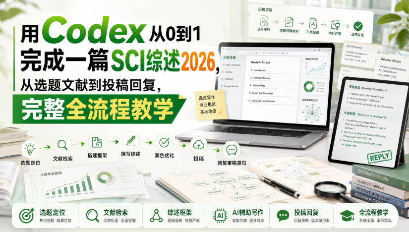 用Codex从0到1完成一篇SCI综述2026，从选题文献到投稿回复，完整全流程教学-优优云创网