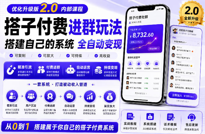 搭建群系统实战项目玩法,搭建整套付费进群系统,实现全天被动收益-优优云创网