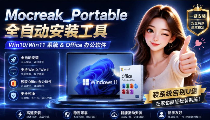 Mocreak全自动安装office和win10、win11系统，告别U盘装系统，使用安全可靠-优优云创网