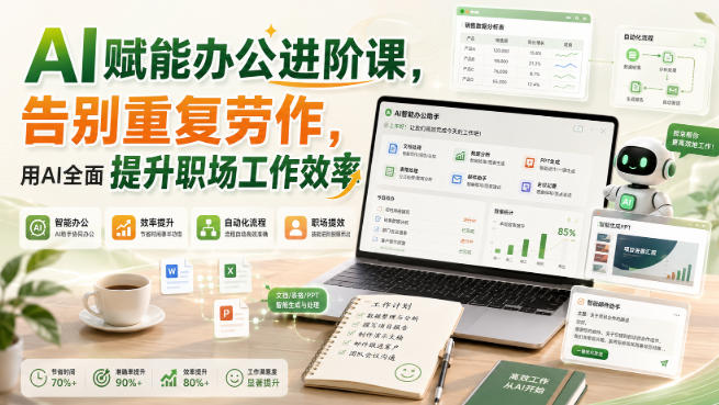 AI赋能办公进阶课，告别重复劳作，用AI全面提升职场工作效率-优优云创网