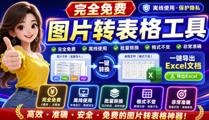 图片表格识别提取工具，支持一键从图片中智能提取表格并导出Excel文件，可离线免网运行，FastTableOCR-优优云创网