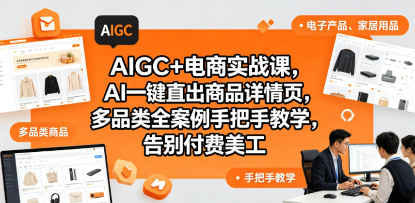 AIGC+电商实战课，AI一键直出商品详情页，多品类全案例手把手教学，告别付费美工(更新0820)-优优云创网