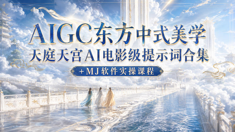 AIGC东方中式美学天庭天宫AI电影级提示词合集+MJ软件实操课程-优优云创网