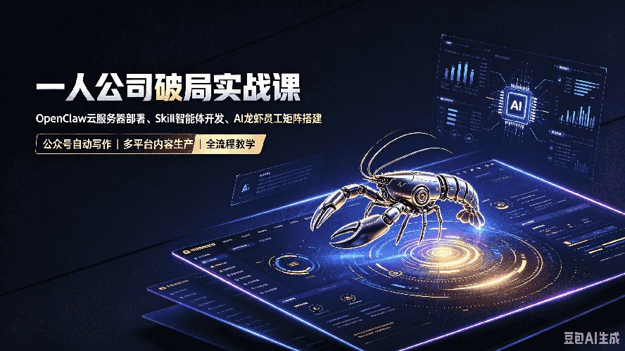 一人公司破局实战课|OpenClaw云服务器部署、Skill智能体开发、AI龙虾员工矩阵搭建,公众号自动写作与多平台内容…-优优云创网
