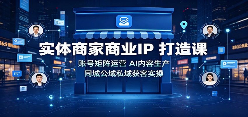 实体商家商业IP打造课：账号矩阵运营，AI内容生产，同城公域私域获客实操-优优云创网