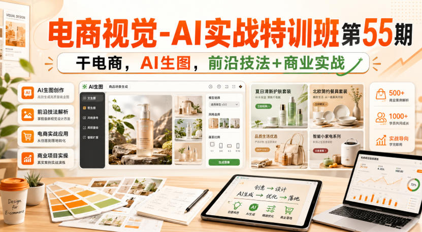 电商视觉-AI实战特训班第55期,干电商,AI生图,前沿技法+商业实战-优优云创网