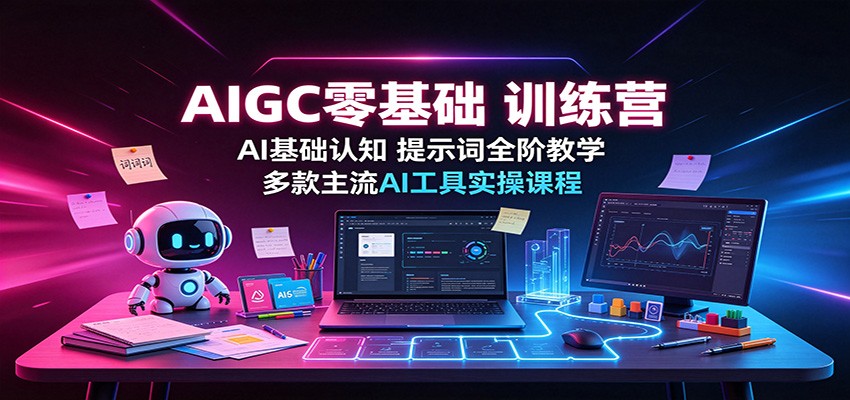 AIGC零基础训练营:AI基础认知,提示词全阶教学,多款主流AI工具实操课程-优优云创网