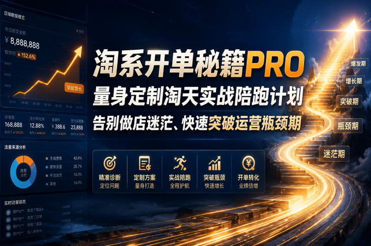 淘系开单秘籍PRO，量身定制淘天实战陪跑计划，告别做店迷茫、快速突破运营瓶颈期(更新260823)-优优云创网