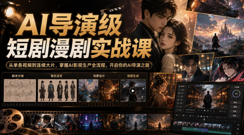 AI导演级短剧漫剧实战课，从单条视频到连续大片，掌握AI影视生产全流程，开启你的AI导演之路!-优优云创网