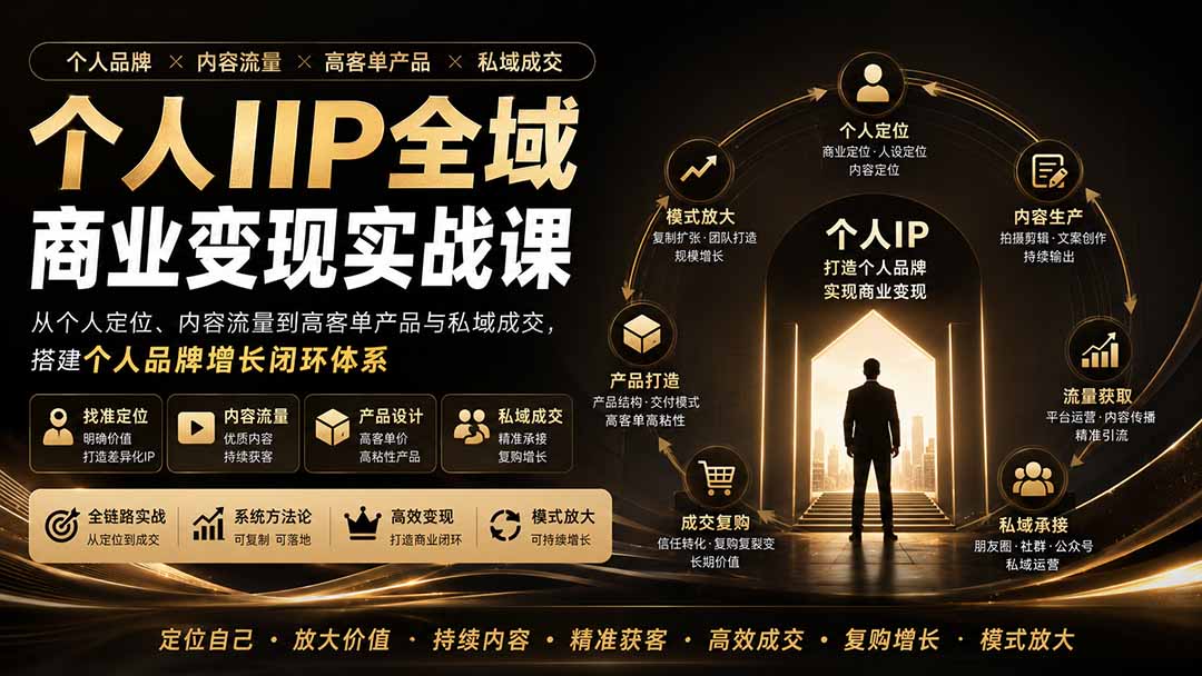 个人IP全域商业变现实战课 (无水印-优优云创网