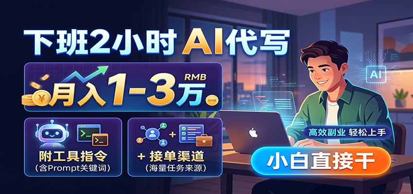 下班2小时AI代写,月入1-3万,附工具指令+接单渠道,小白直接干-优优云创网