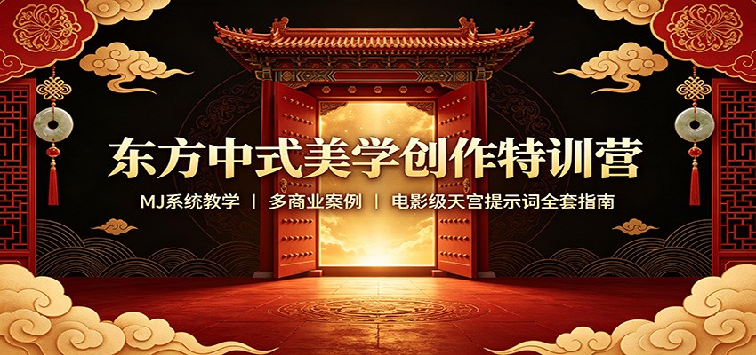 东方中式美学创作特训营：MJ系统教学，多商业案例，电影级天宫提示词全套指南-优优云创网