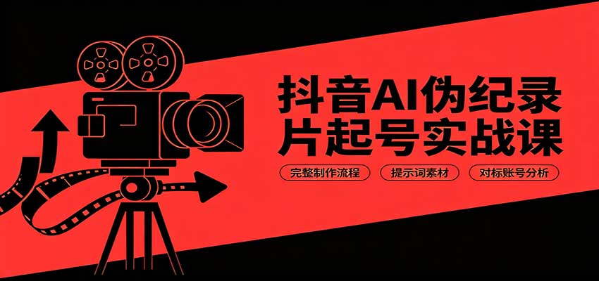 抖音AI伪纪录片起号实战课：完整制作流程，提示词素材，对标账号分析-优优云创网