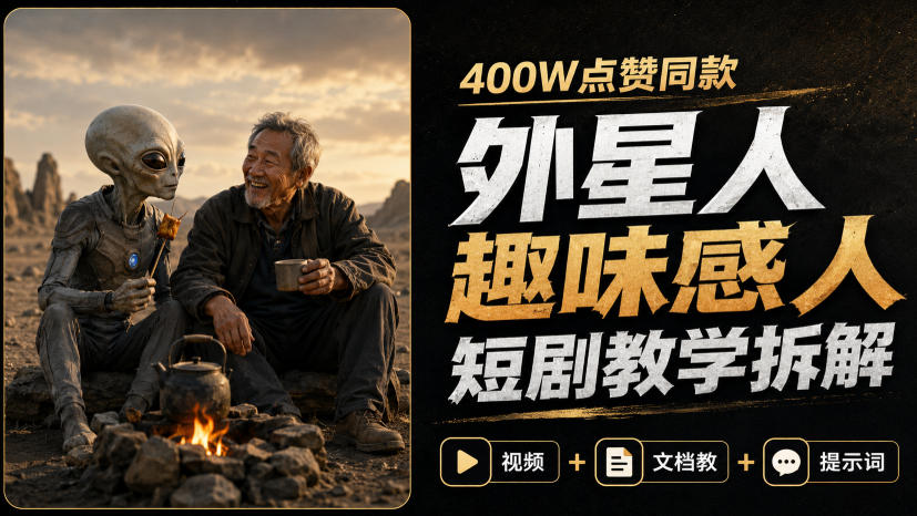 400W点赞同款外星人趣味感人短剧教学拆解,视频+文档教+提示词-优优云创网