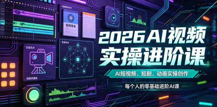 2026AI视频实操进阶课,AI短视频、短剧、动画实操创作,每个人的零基础进阶ai课(更新0825)-优优云创网