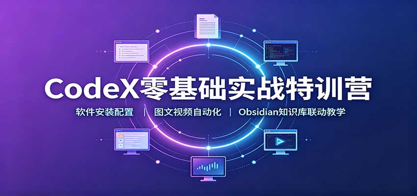 CodeX零基础实战特训营:软件安装配置,图文视频自动化,Obsidian知识库联动教学-优优云创网