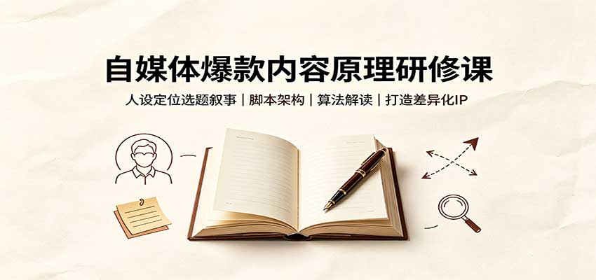 自媒体爆款内容原理研修课：人设定位选题叙事，脚本架构，算法解读打造差异化IP-优优云创网