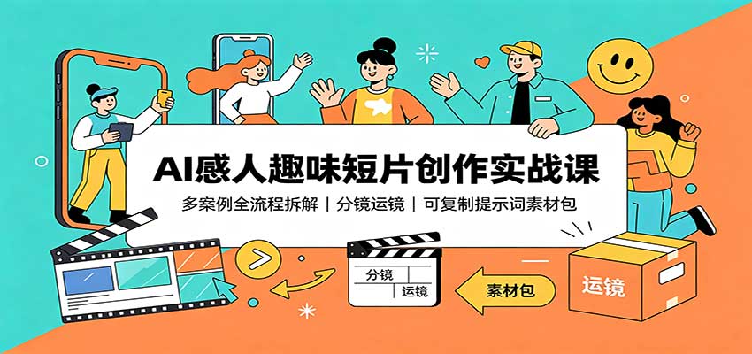 AI感人趣味短片创作实战课:多案例全流程拆解,分镜运镜,可复制提示词素材包-优优云创网