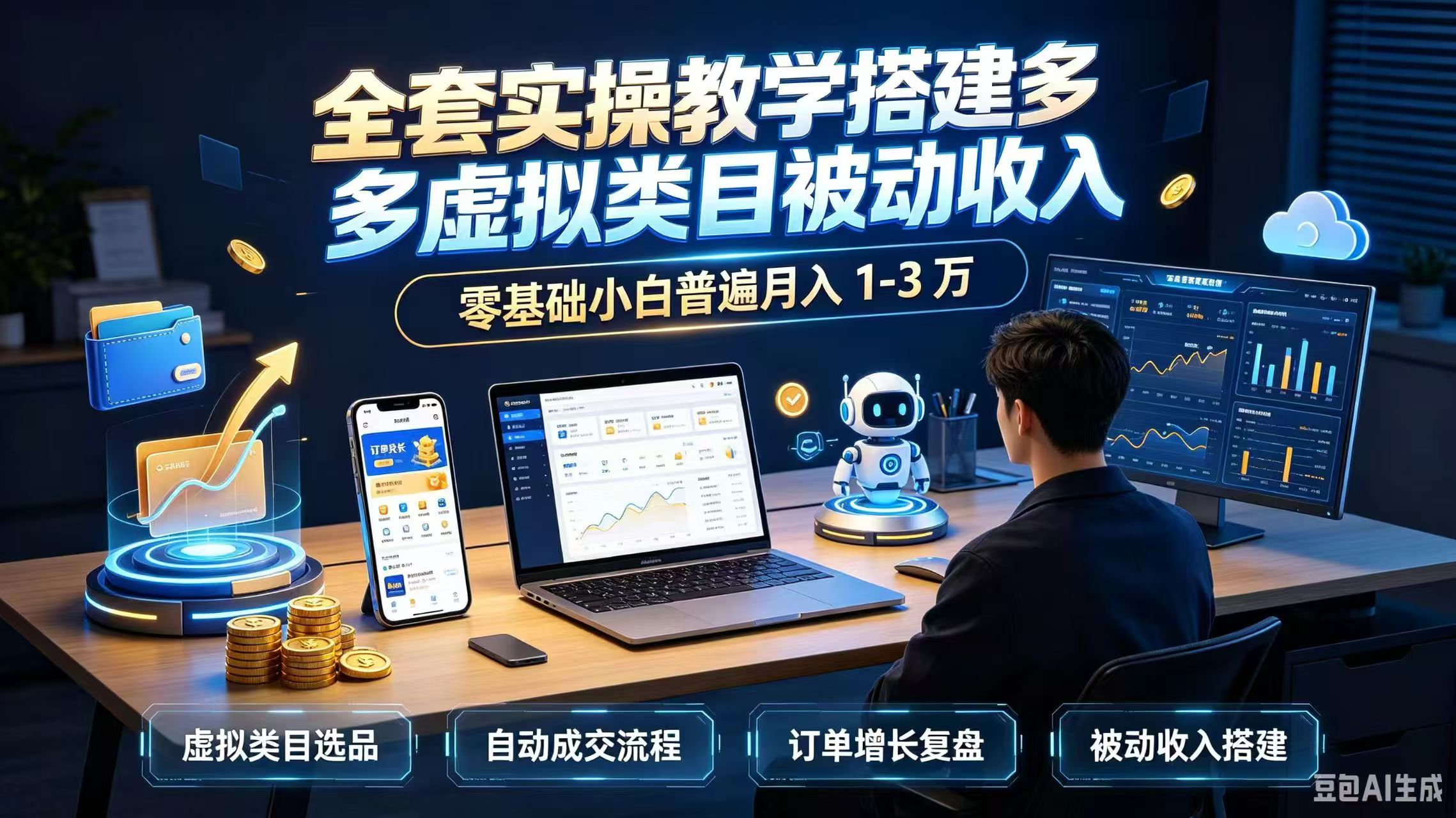 全套实操教学搭建多多虚拟类目被动收入，零基础小白普遍月入 1-3 万-优优云创网